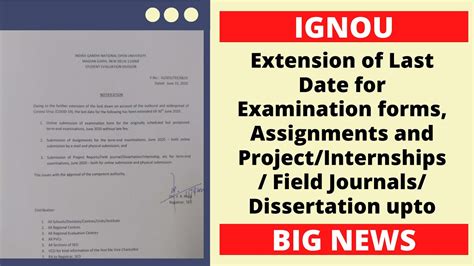 Must Watch Ignou Online Assignment Exam Form And Project Submission Last Date Extended Upto