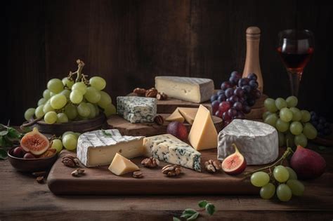 Premium AI Image | A cheese board with grapes and grapes on it