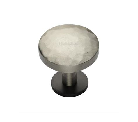 Heritage Brass Cabinet Knob Round Hammered Design With Rose Matt