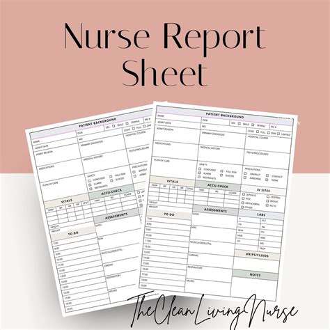 Nursing Report Sheet Nurse Report Sheet Medsurg Report Sheet For Nurses New Nurse Report Sheet