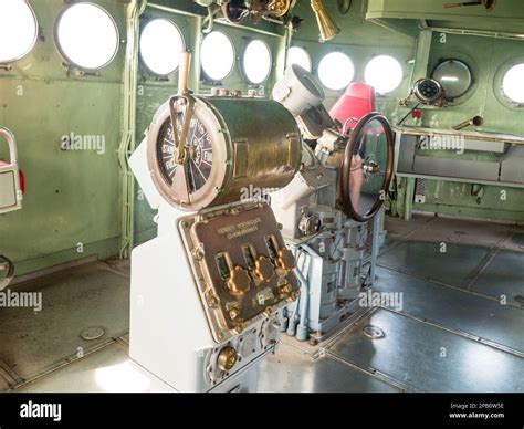 Battleship USS North Carolina docked at Wilmington, NC. Interior view ...