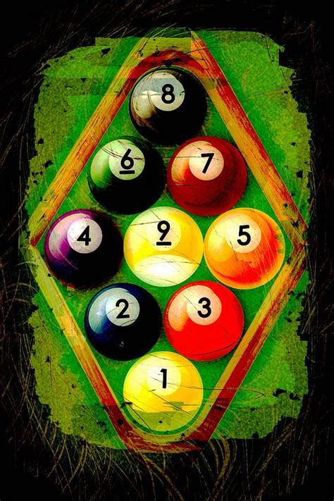 Grunge Style 9 Ball Rack Billiards Pool Pool Art Playroom Mural