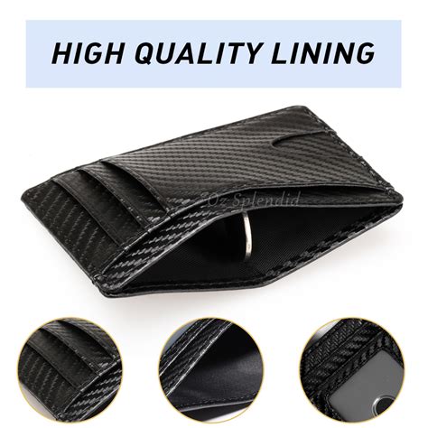 Carbon Fiber Slim Wallet Card Holder Case Pocket Minimalist Leather Rfid Block Ebay