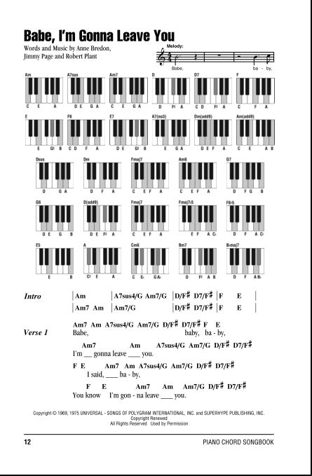 Babe I M Gonna Leave You Piano Chords Lyrics ZZounds