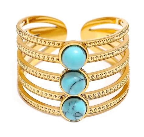 Bague Multirangs Turquoise Des Bijoux Fantaisie