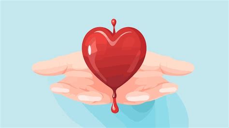 Medical Concept Hand Holding Heart And Blood Drop Symbol 2d Flat Design