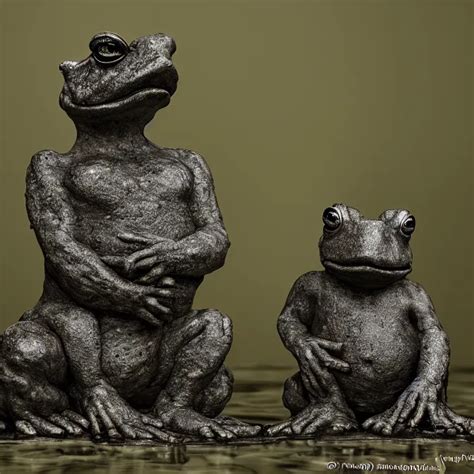 Toad Philosopher The Thinker Swamp Sculpture By Stable Diffusion