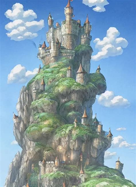 2 D Illustration Of A Castle In The Sky Concept Art Stable Diffusion