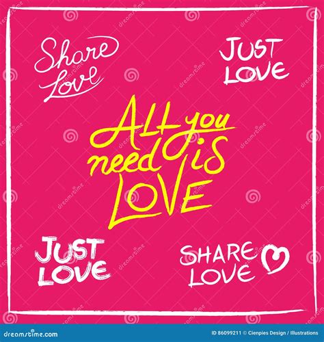 Love Concept Handwritten Lettering Quotes Set Stock Vector Illustration Of Celebration