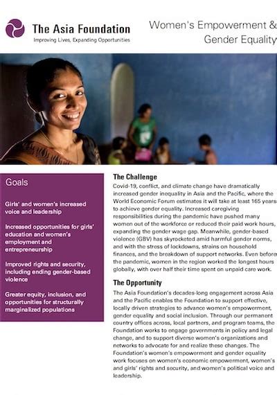 Women S Empowerment And Gender Equality The Asia Foundation