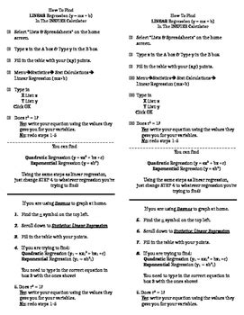 TI Nspire Regression Cheat Sheet By Howell SMath TPT