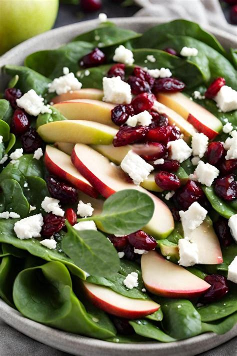 Apple Cranberry Spinach Salad Vegan Focus