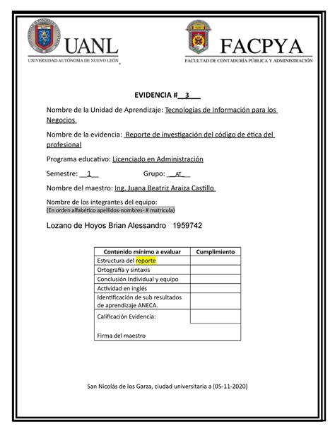 TI Evidencia 3 BALH Ensayo sobre código de ética de FACPYA