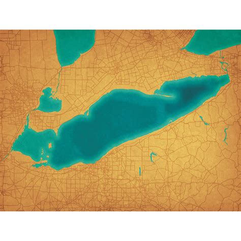 Lake Erie Map Art by City Prints - The Map Shop