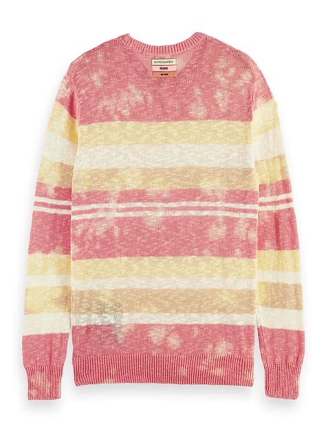 Scotch And Soda Striped Pullover With Bleach Tie Dye