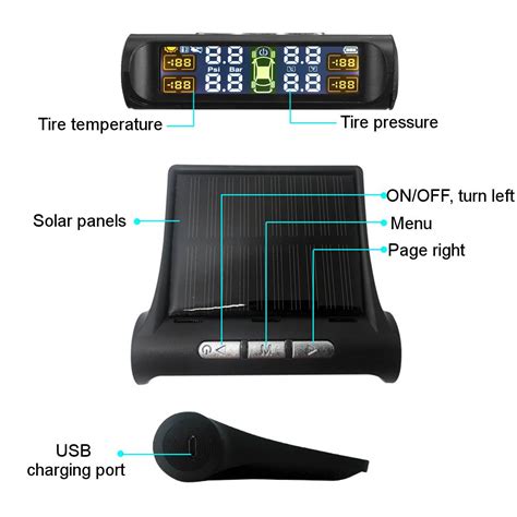 LCD akıllı araba TPMS lastik basıncı izleme sistem Grandado