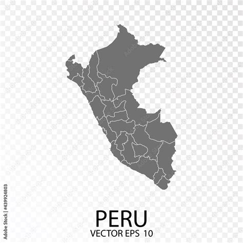 Transparent High Detailed Grey Map Of Peru Vector Eps Vector De