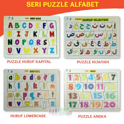 Jual Puzzle Edukasi Anak Huruf Besar Kecil Hijaiyah Angka Mainan Kayu