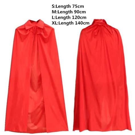 Rouge longueur 120cm Longue Cape de Vampire à Capuche pour