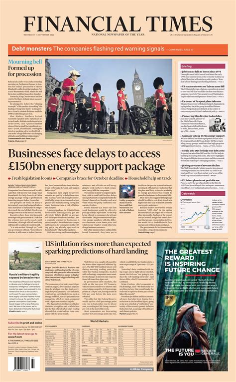 Financial Times Front Page Th Of September Tomorrow S Papers