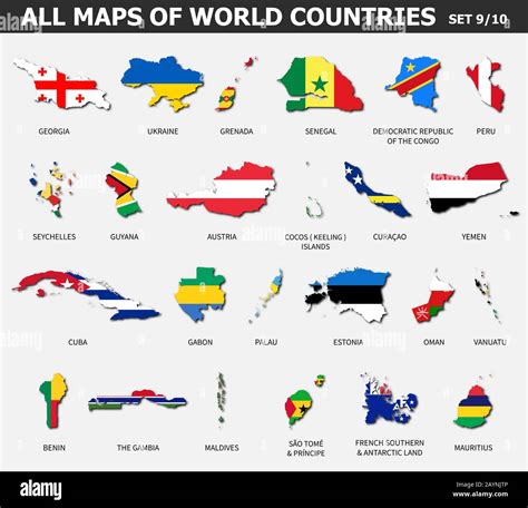 All Maps Of World Countries And Flags Set 9 Of 10 Collection Of