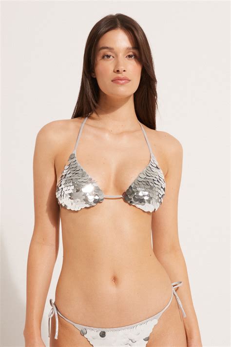 Sujetador De Bikini Tri Ngulo Silver Party Tri Ngulo Mujer Tezenis