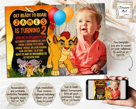 Lion Guard Birthday Invitation I Lion King Birthday Photo Invite I