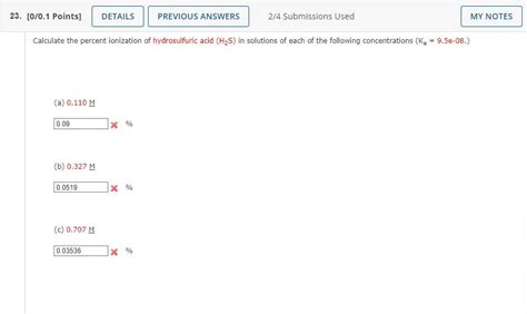 Solved Calculate The Percent Ionization Of Hydrosulfuric