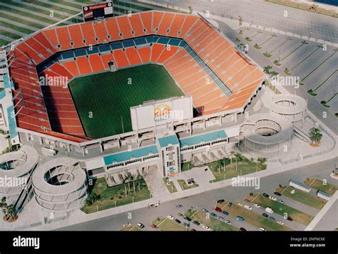 A elevated view of Miami, Florida Joe Robbie Stadium site of 1989 Super ...