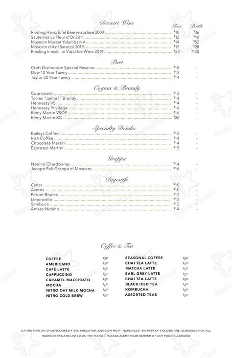 Menu at Bottega Louie WEHO desserts, West Hollywood, Santa Monica Blvd