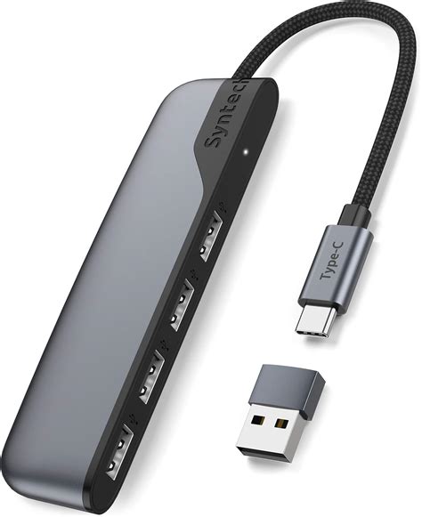 Usb C Hub Syntech 4 Ports Type C To Usb 3 0 Hub With A Usb C To Usb Adapter Thunderbolt 3 To