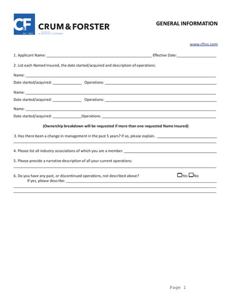 Fill Free Fillable Crum Forster Insurance PDF Forms