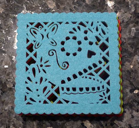 Double Sided Felt Papel Picado Coaster Sets Muertos Skull Patterns