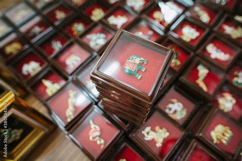 Souvenir badges Stock Photo | Adobe Stock