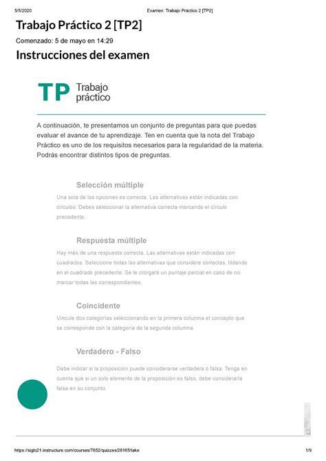 Examen Trabajo Pr Ctico Tp Trabajo Pr Ctico Tp Comenzado