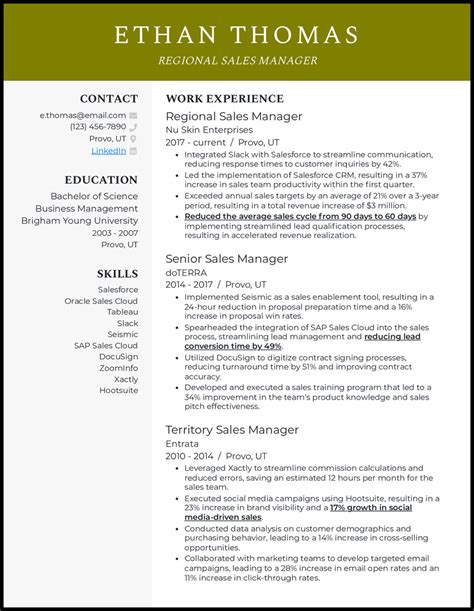 5 Regional Sales Manager Resume Examples For 2025