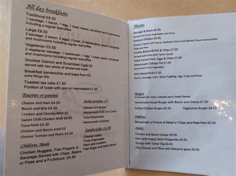 Menu at Masons cafe, Nuneaton