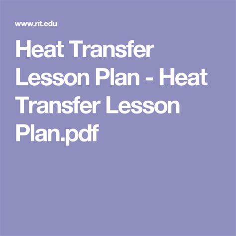 Heat Transfer Lesson Plan Heat Transfer Lesson Planpdf Heat Energy