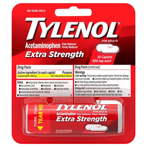 Tylenol Extra Strength Pain Reliever Caplets 500 Mg Shop Pain Relievers At H E B