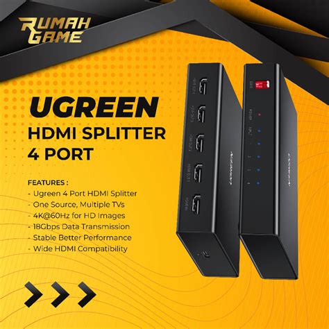 Ugreen HDMI SPLITTER 1x4 พอรต 1 อนพต 4 เอาตพต 4K UltraHD พรเม