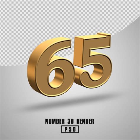 Premium Psd 3d Render Number 65 Gold Style