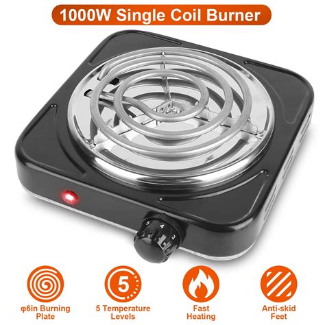 1000W Electric Single Burner Cooktop Moclever Portable Coil Heating Hot Plate Stove Compact And