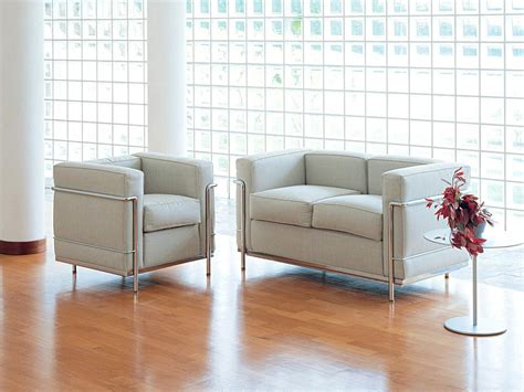 Cassina Canap Lc Deux Places Chrom Cuir Scozia Blanc De Le