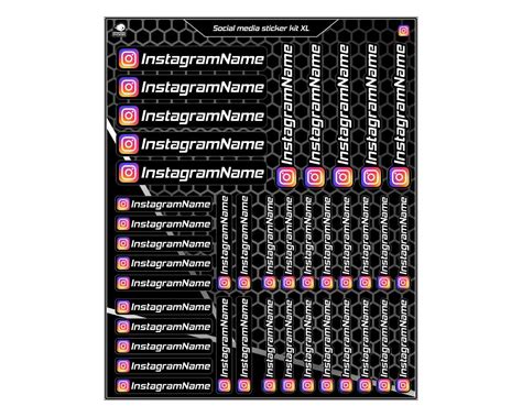 Instagram Social Media Sticker kit - XL - "Small text size ...