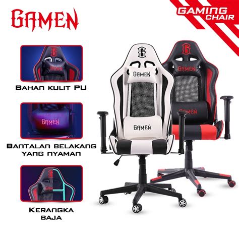 Jual GAMEN Gaming Chair Kursi Gamers Aesir Kulit PU Kerangka Baja