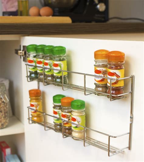 Andrew James 2 Tier Spice Rack For Inside Cupboard Door Wall Mounted