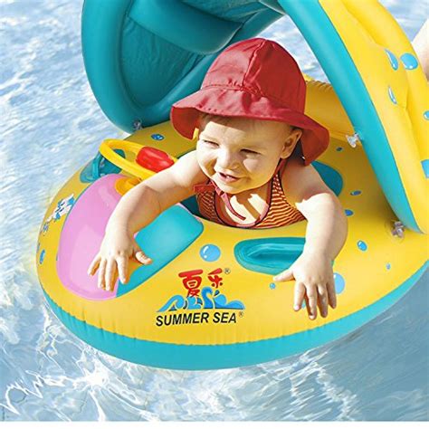 Baby Pool Float With Sun Canopy Shadeinflatable Baby Swimming Floats