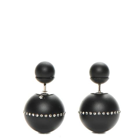 CHRISTIAN DIOR Crystal Mise En Dior Tribal Earrings Black 208249