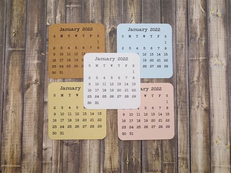 Mini Calendar Stickers Start With Any Month In For