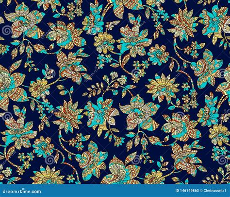 Seamless Paisley Flower Border Design Paisley With Floral Border